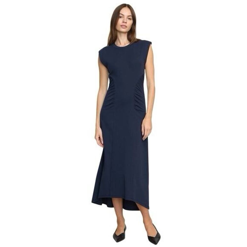 MODERN CITIZEN Lenox Side Ruched High Low Navy Blue Dres Medium Classic Nautical